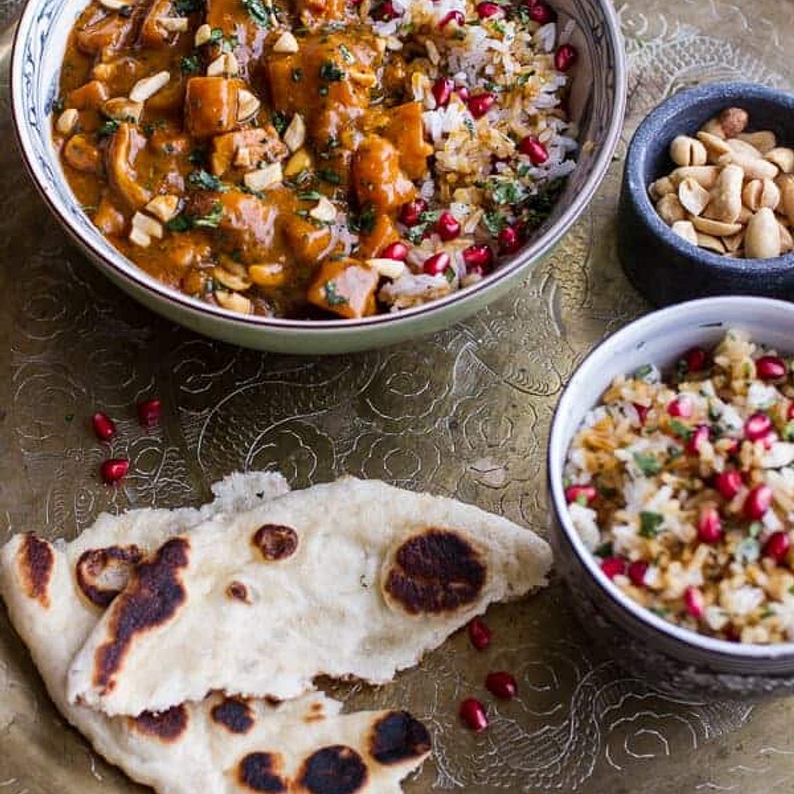 Thai Peanut Chicken and Pumpkin Curry w/Sticky Pomegranate Rice
