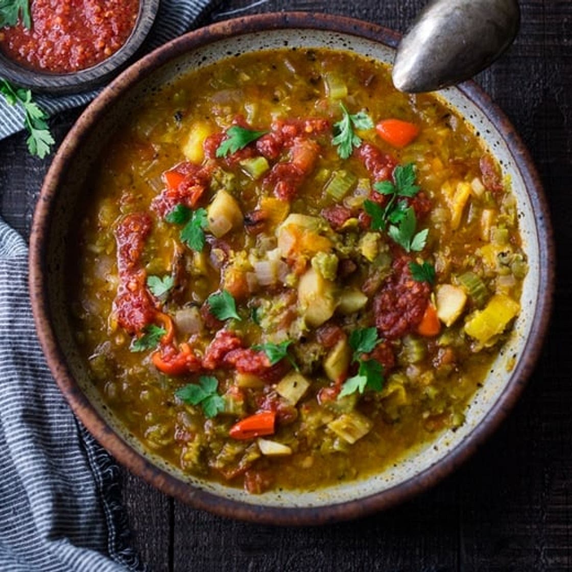 Instant Pot Split Pea Soup with Harissa