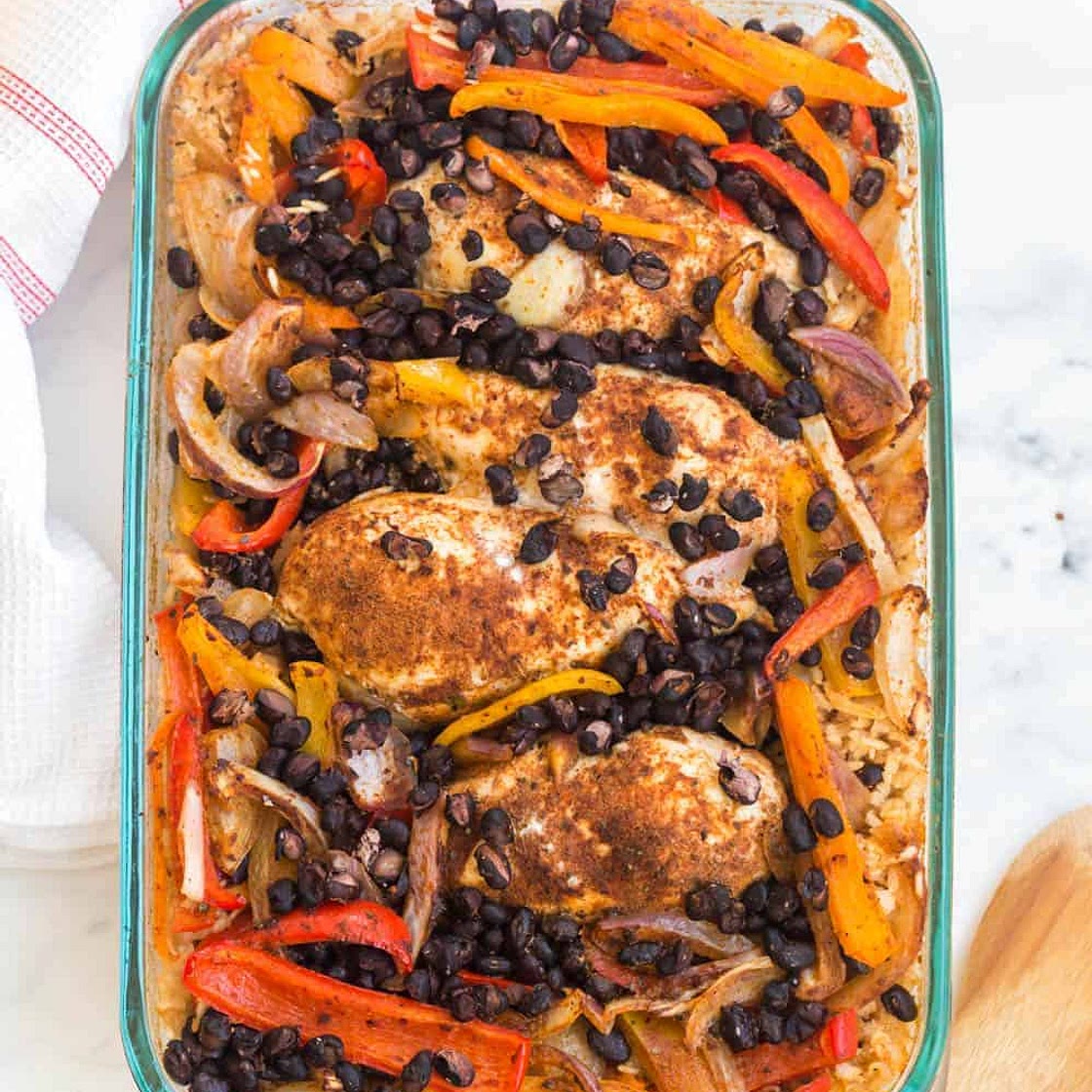 Chicken Fajita Bake with Cashew Cream Sauce