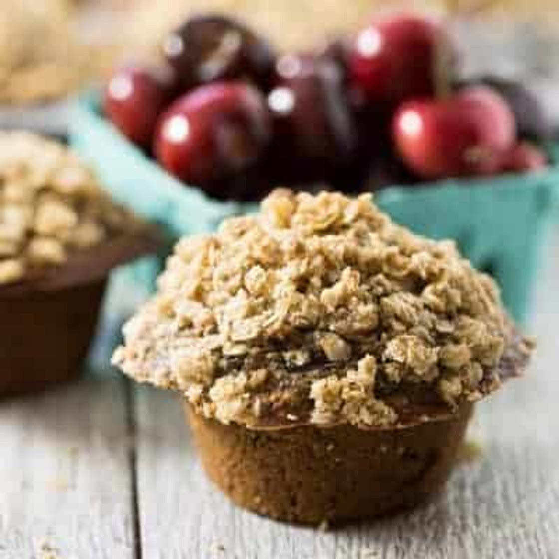 Healthy Cherry Oatmeal Muffins