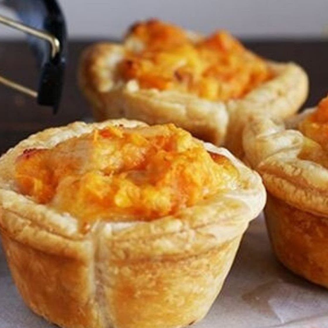 Cheese, corn and sweet potato quiches recipe