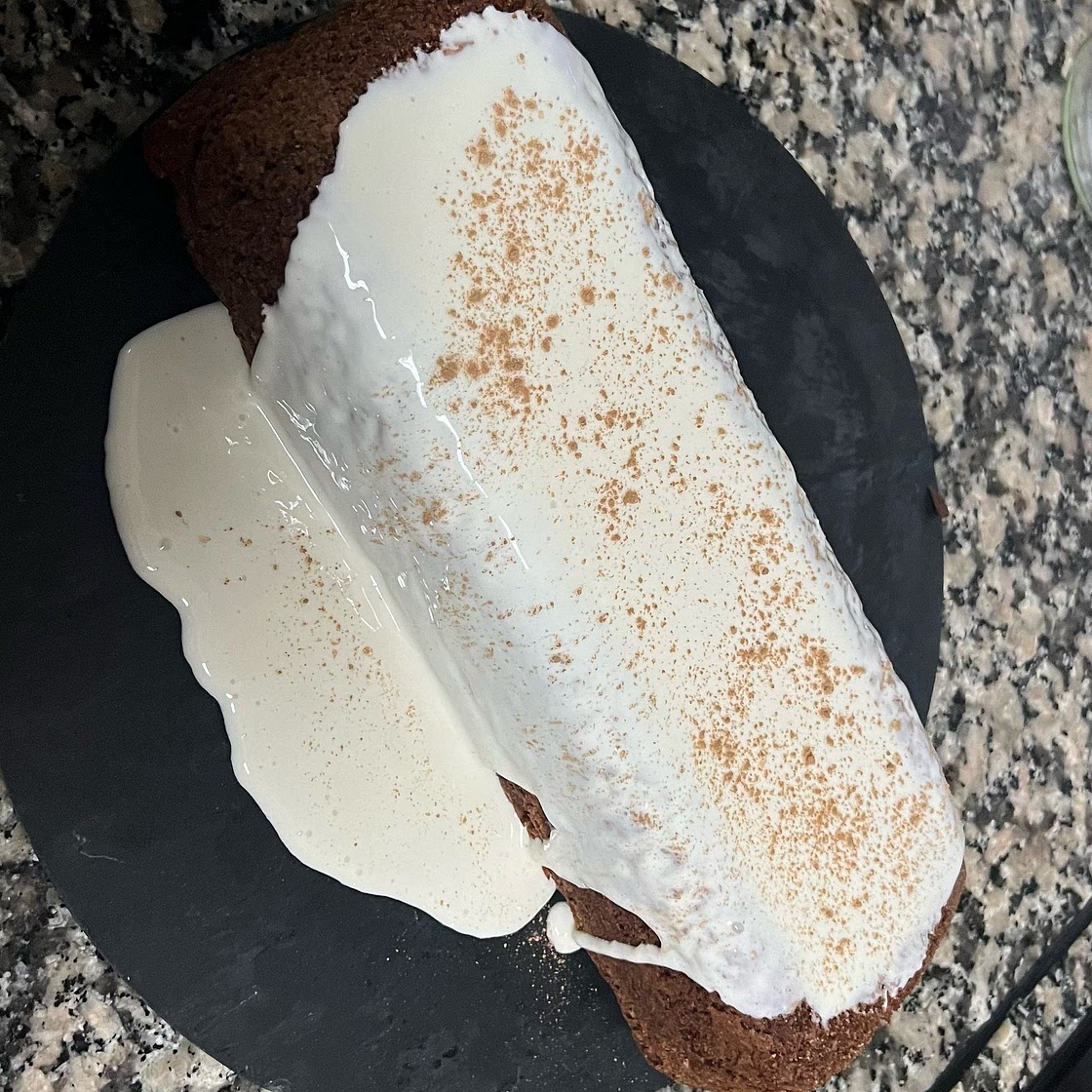 Pumpkin bread with cream cheese frosting