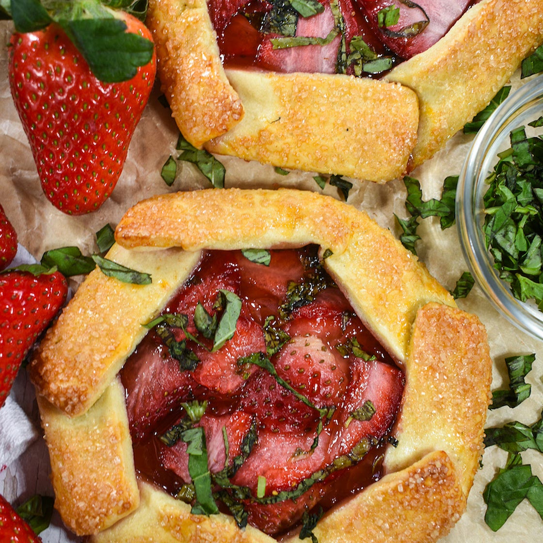 Mini Galette with Basil and Strawberries