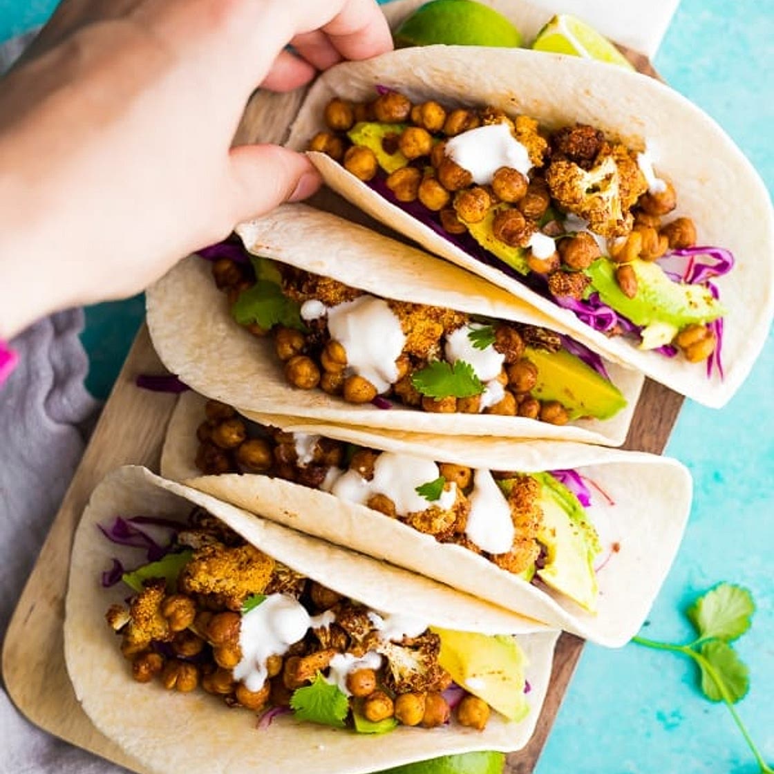 Air Fryer Cauliflower Chickpea Tacos