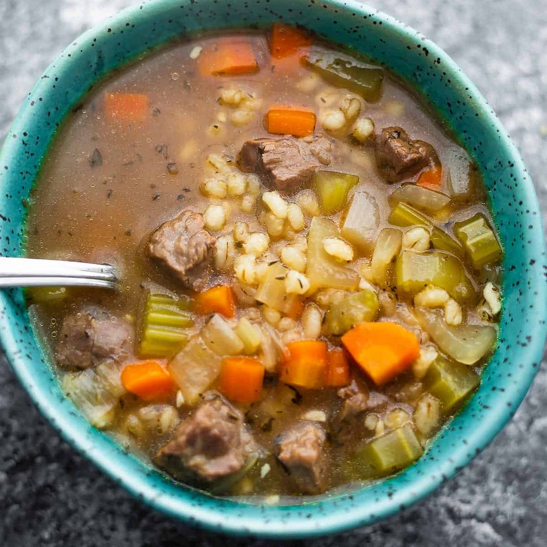 Healthier Beef & Barley Soup