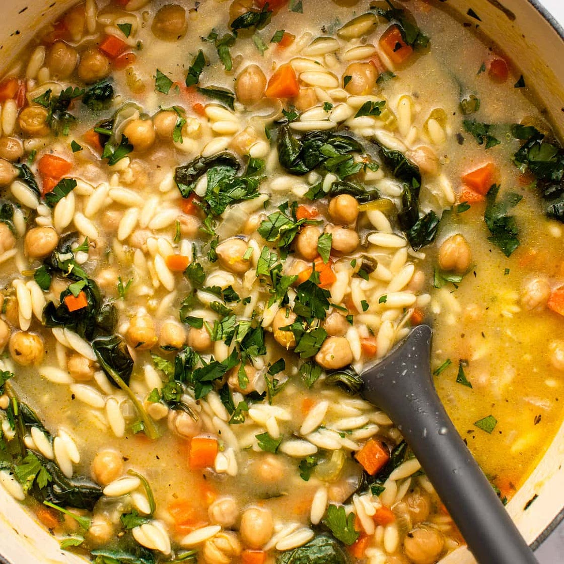 Lemon Chickpea Orzo Soup