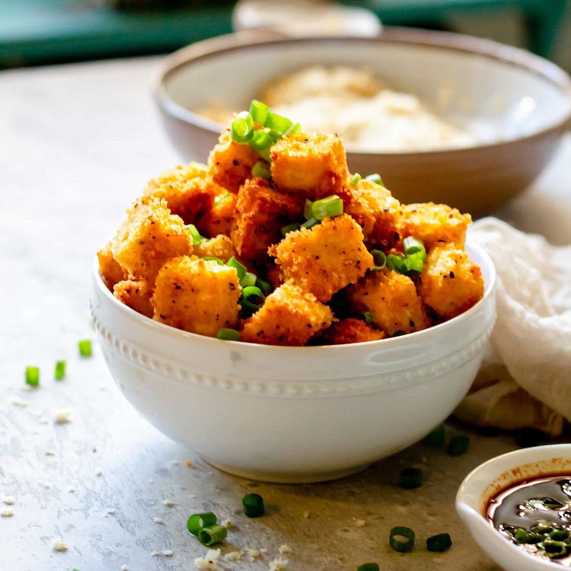 Panko Tofu with Black Vinegar Sake Dipping Sauce