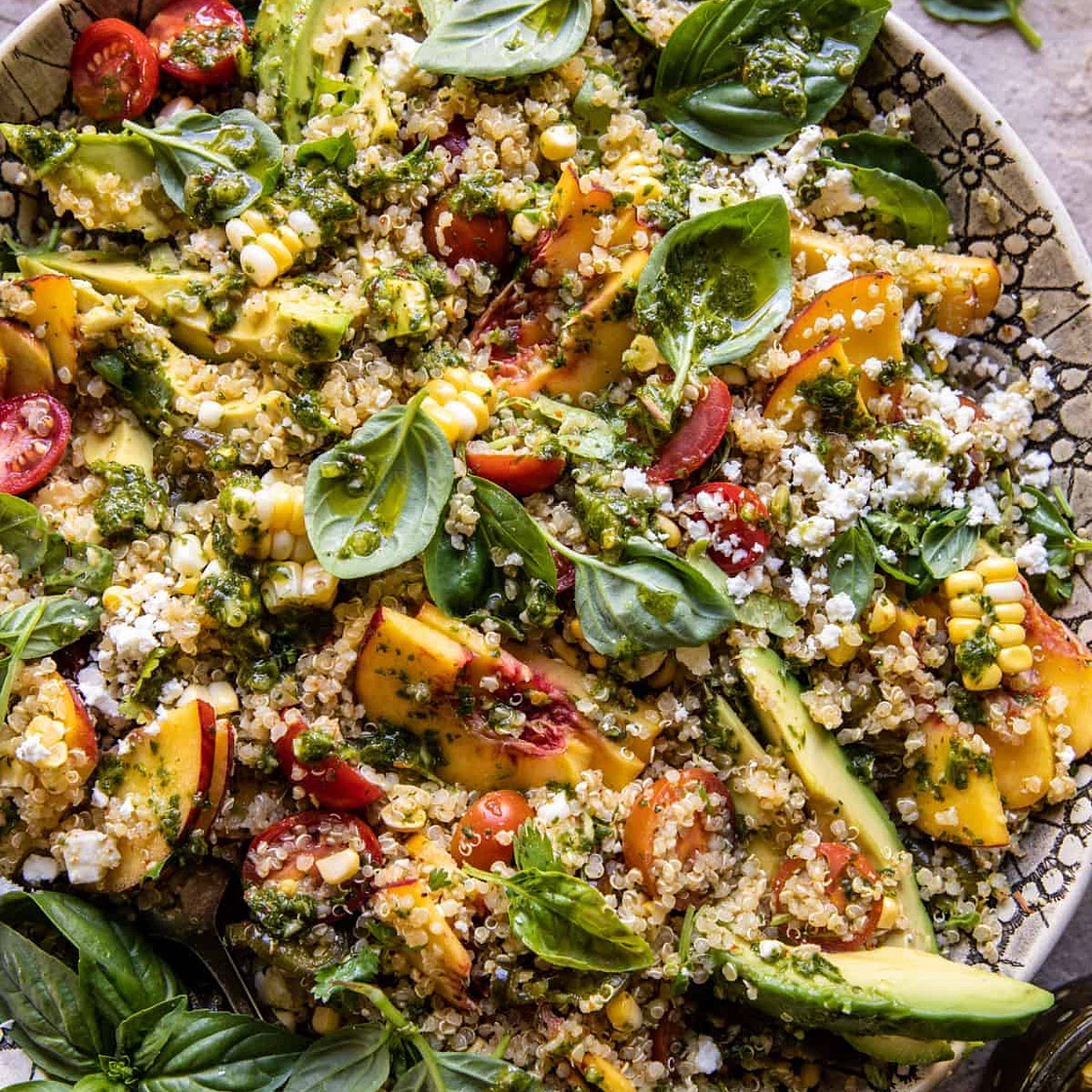 Grilled Jalapeño Peach Quinoa Salad