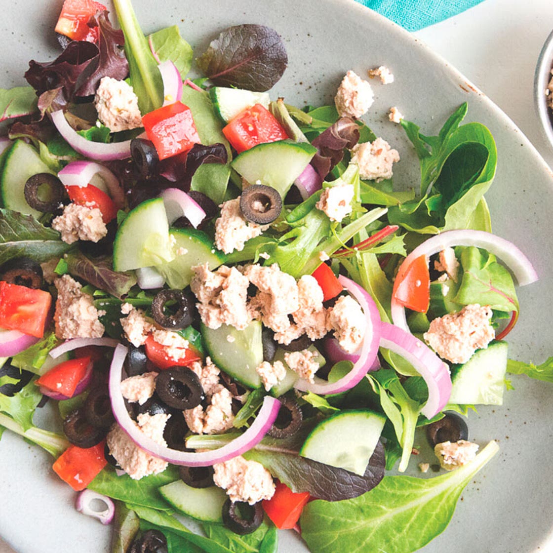 Greek Salad with Tofu “Feta”