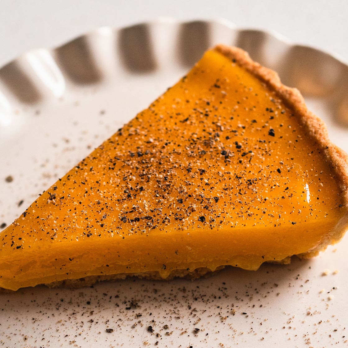 Lemon Tart With Black Pepper & Basil