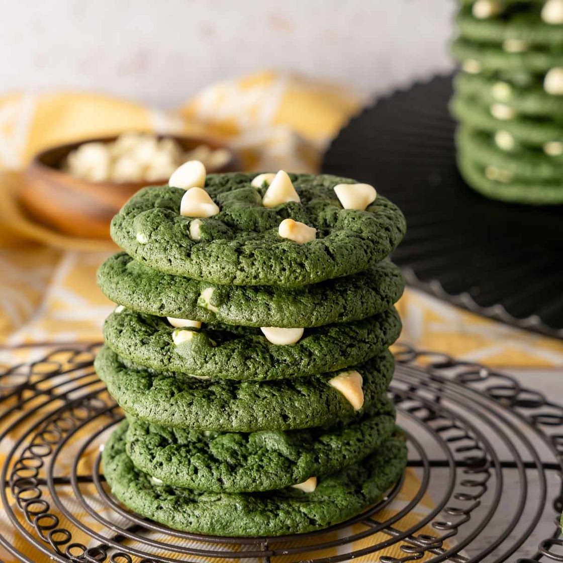 Green Velvet Cookies with White Chocolate Chips