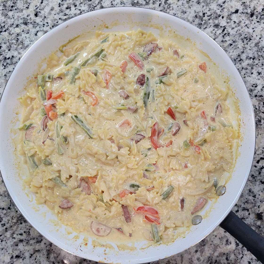 Cheesy Bowtie Sausage Skillet