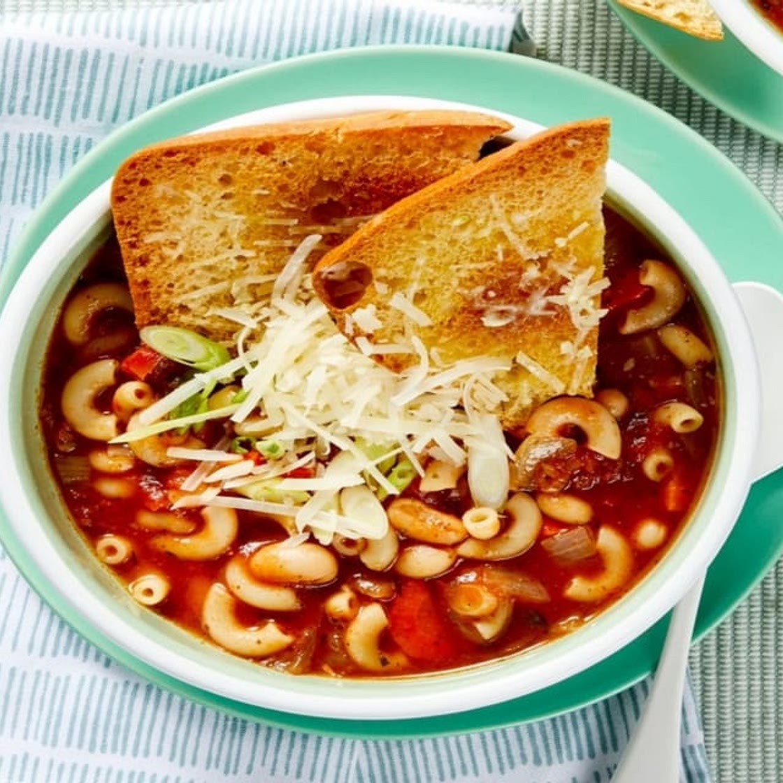 Vegetable Minestrone Soup with Parmesan Garlic Bread