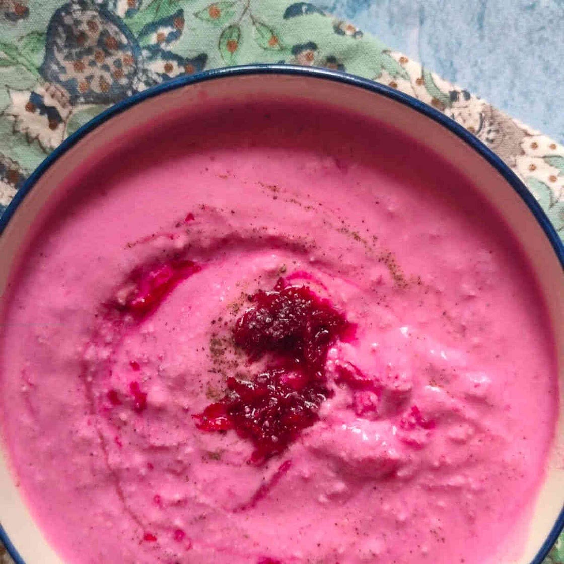 Beetroot Raita Recipe {Indian Yogurt Beet Dip}