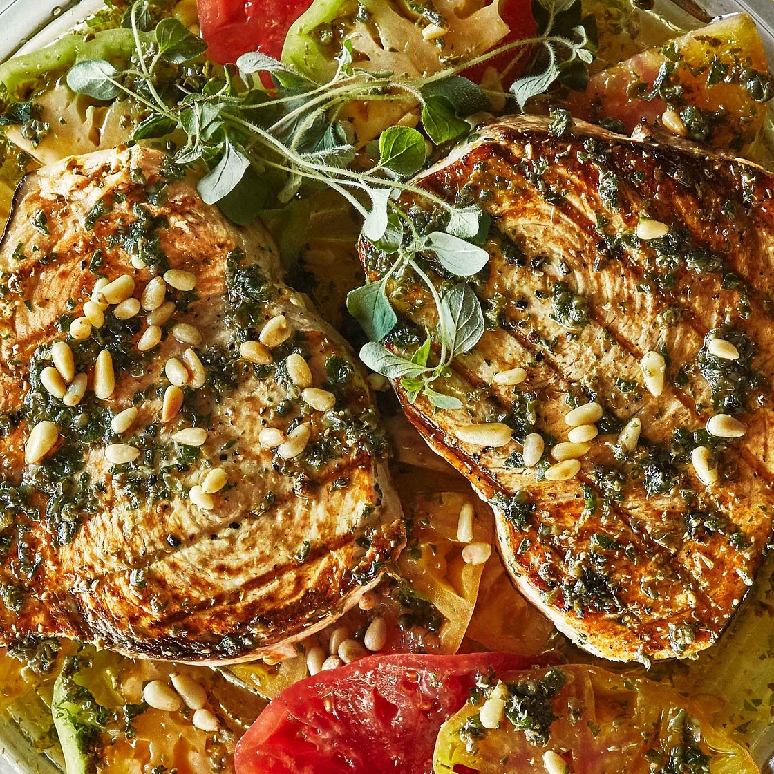 Grilled Swordfish With Tomatoes and Oregano