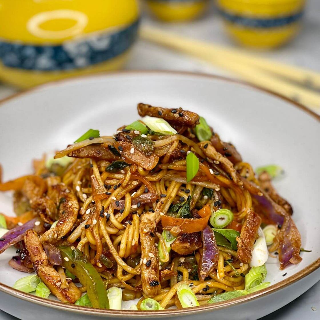 Teriyaki Pork Stir-Fry with Lime and Fresh Egg Noodles