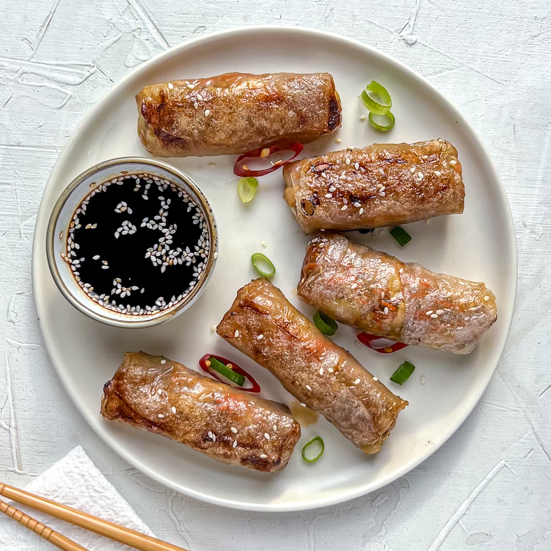 Crispy Baked Chicken Spring Rolls