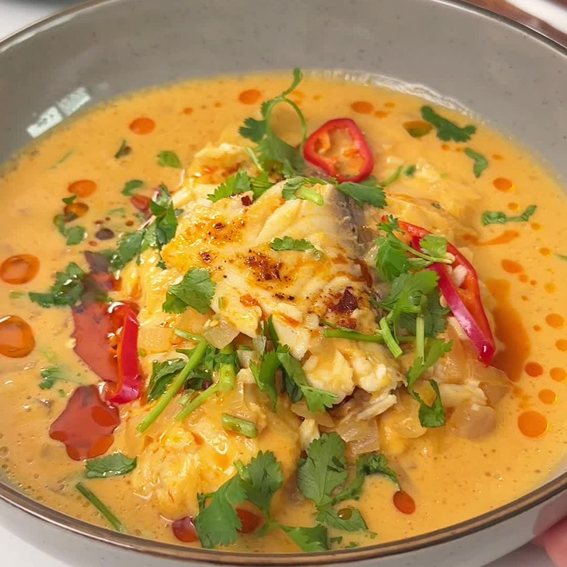 Thai Red Curry Poached Fish