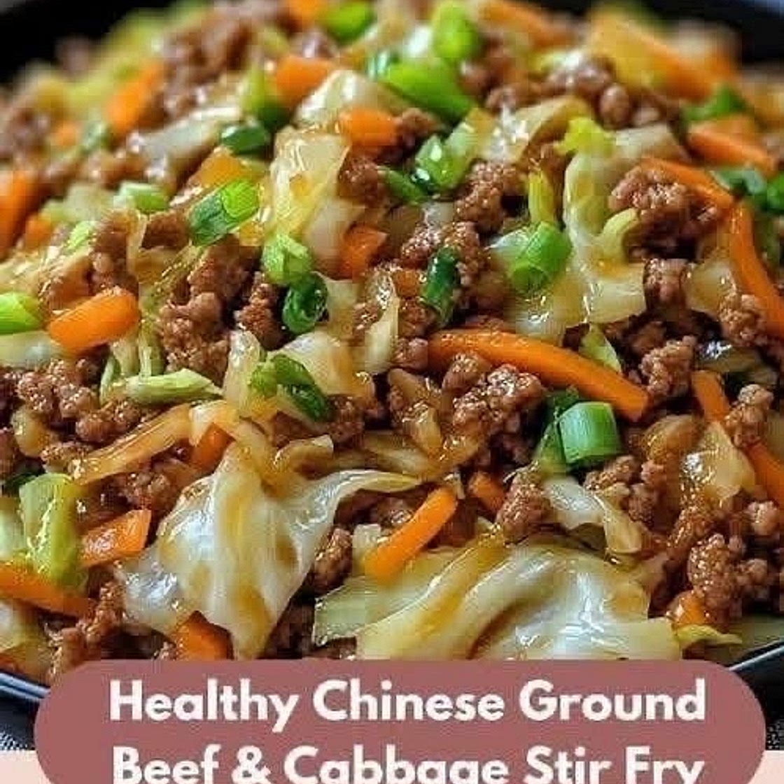 Healthy Chinese Ground Beef & Cabbage Stir Fry