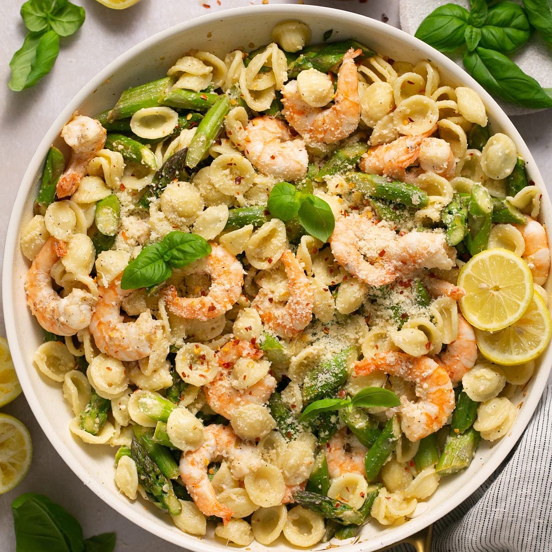 20-Minute Lemony Shrimp Asparagus Pasta