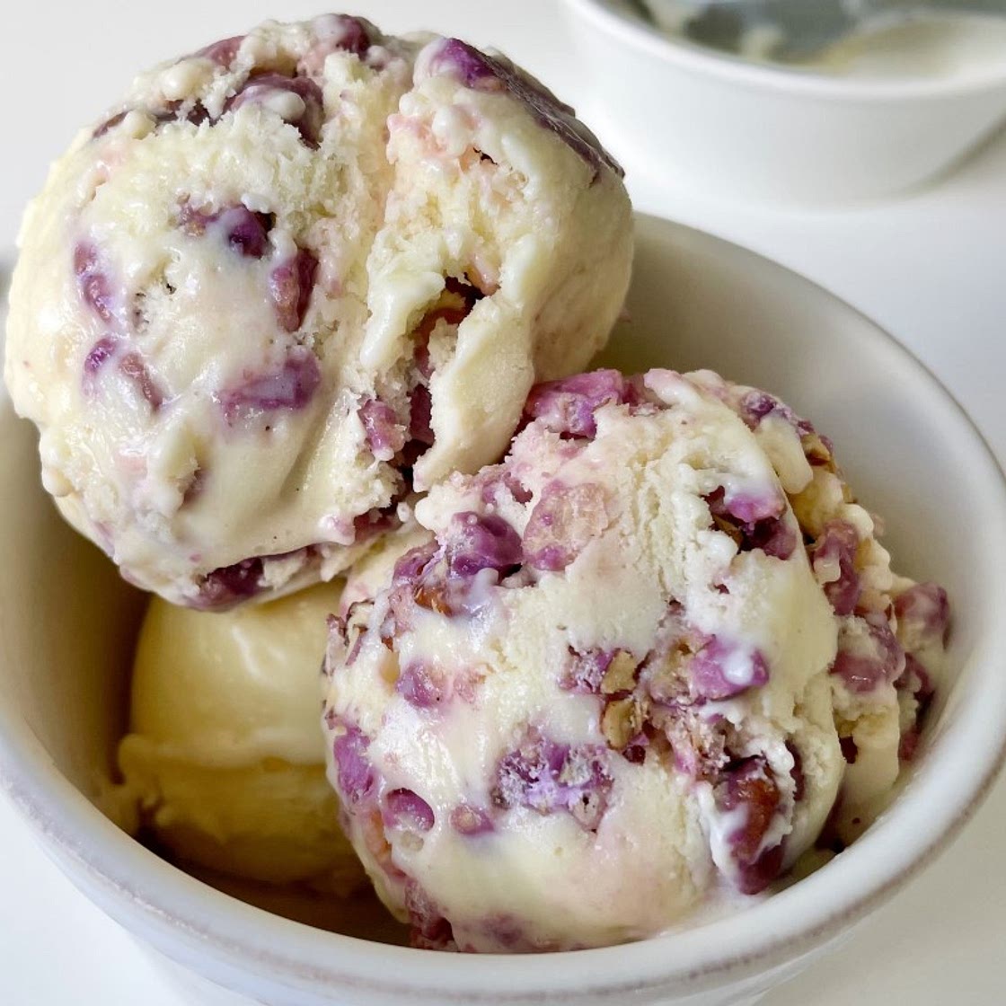 Vanilla Cottage Cheese Ice Cream with Candy Coated Rice Crispies and Toasted Pecans