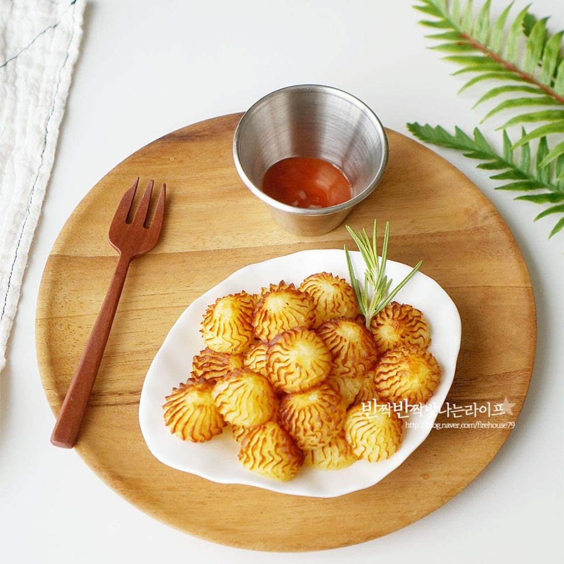 에어프라이어 감자굽기 으깬감자 구이 요리 감자팝콘