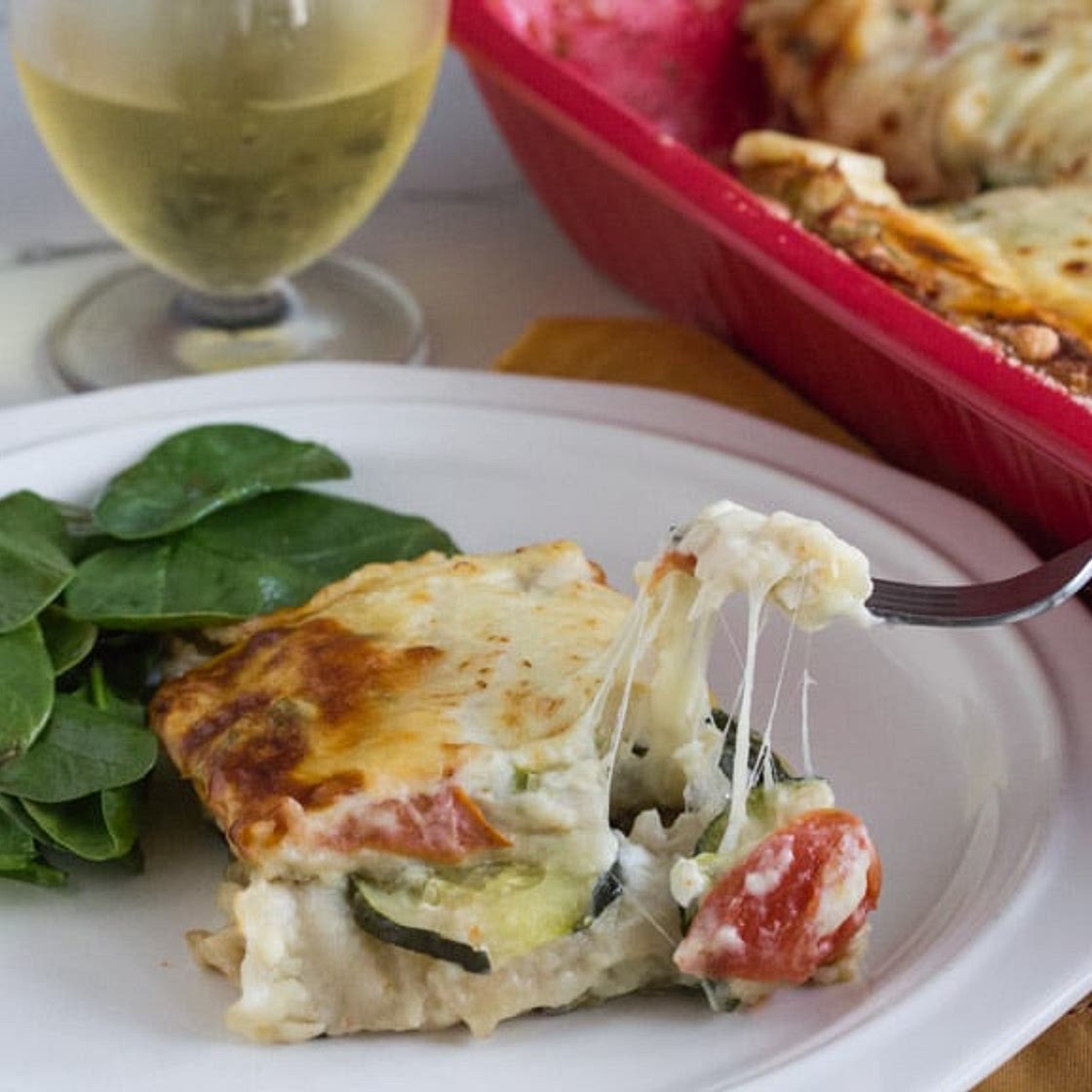 Low FODMAP Summer Vegetable White Lasagne