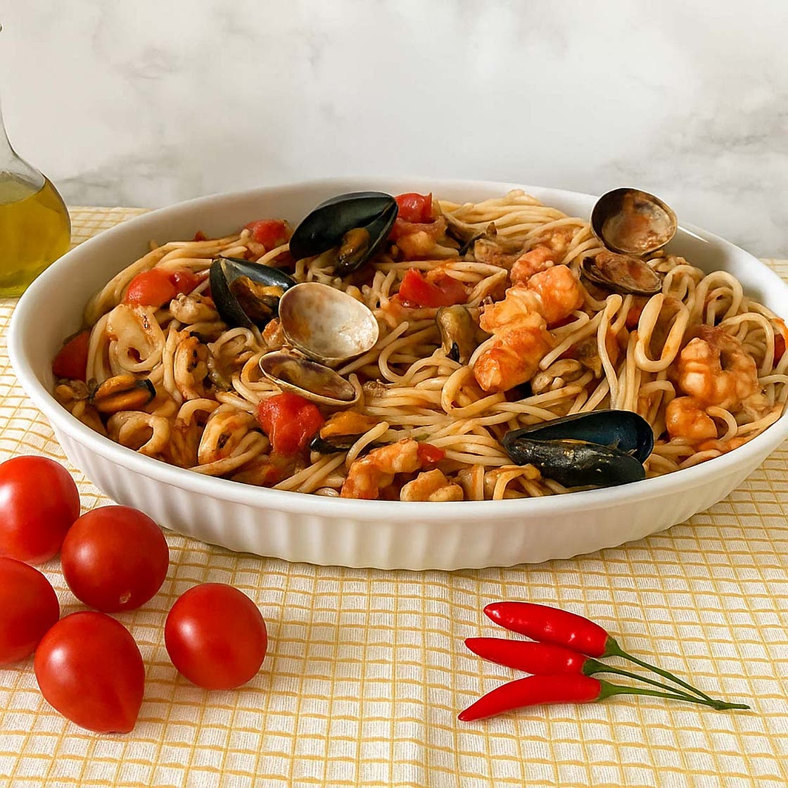 Spaghetti allo Scoglio (Italian Seafood Pasta Recipe)