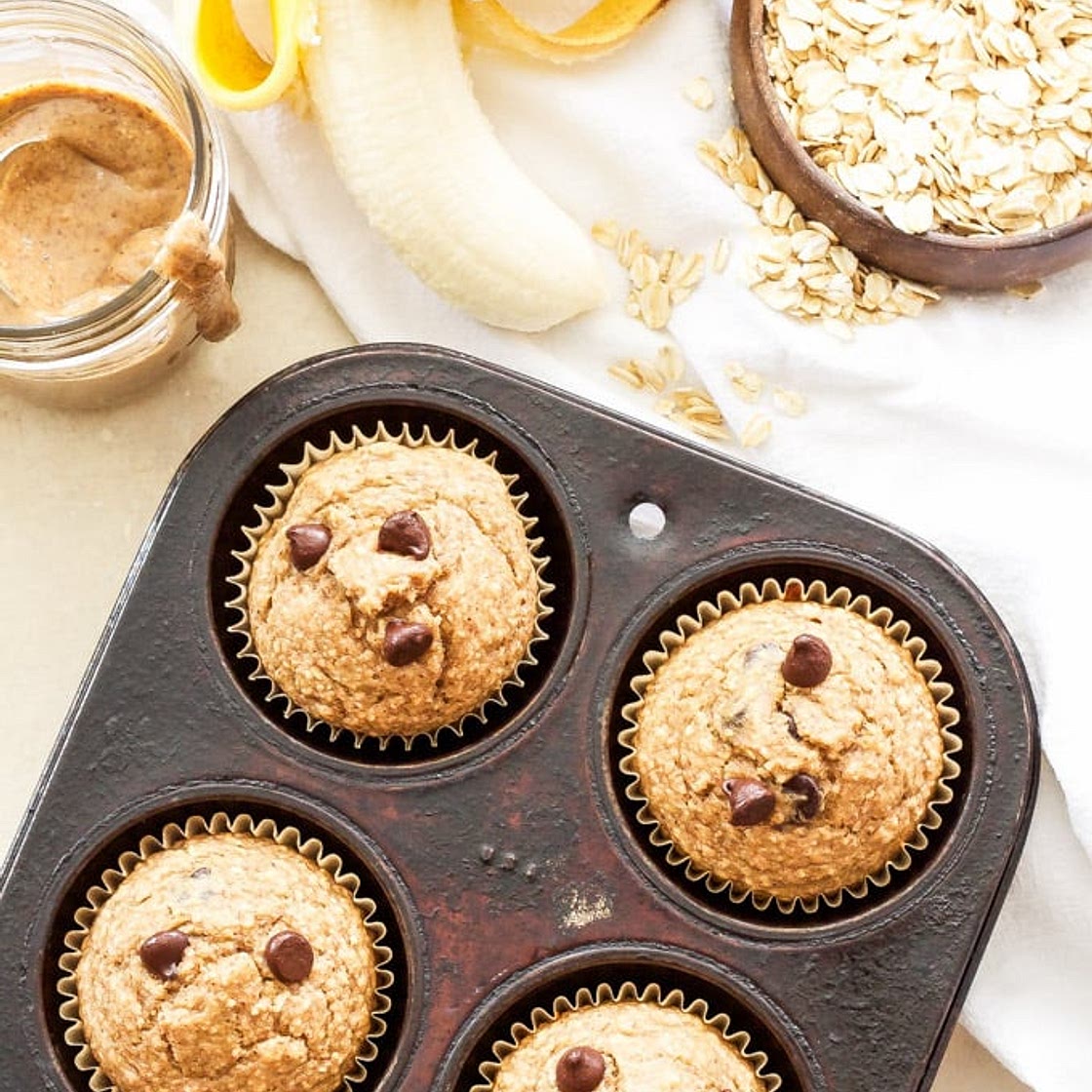 Almond Butter, Banana, Oatmeal Blender Muffins + A Giveaway