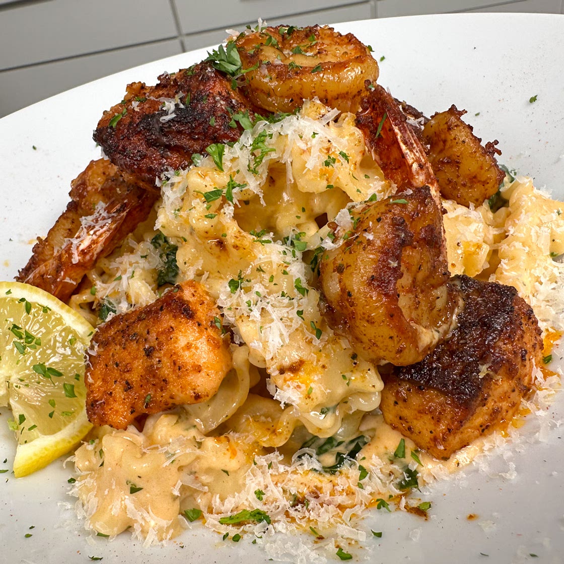 Cajun Shrimp Pasta with Salmon