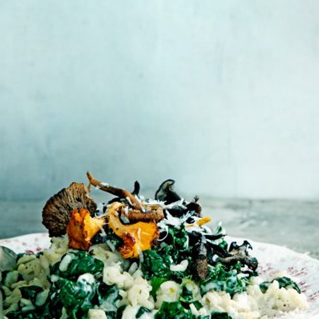 risotto met cavolo nero en paddenstoelen