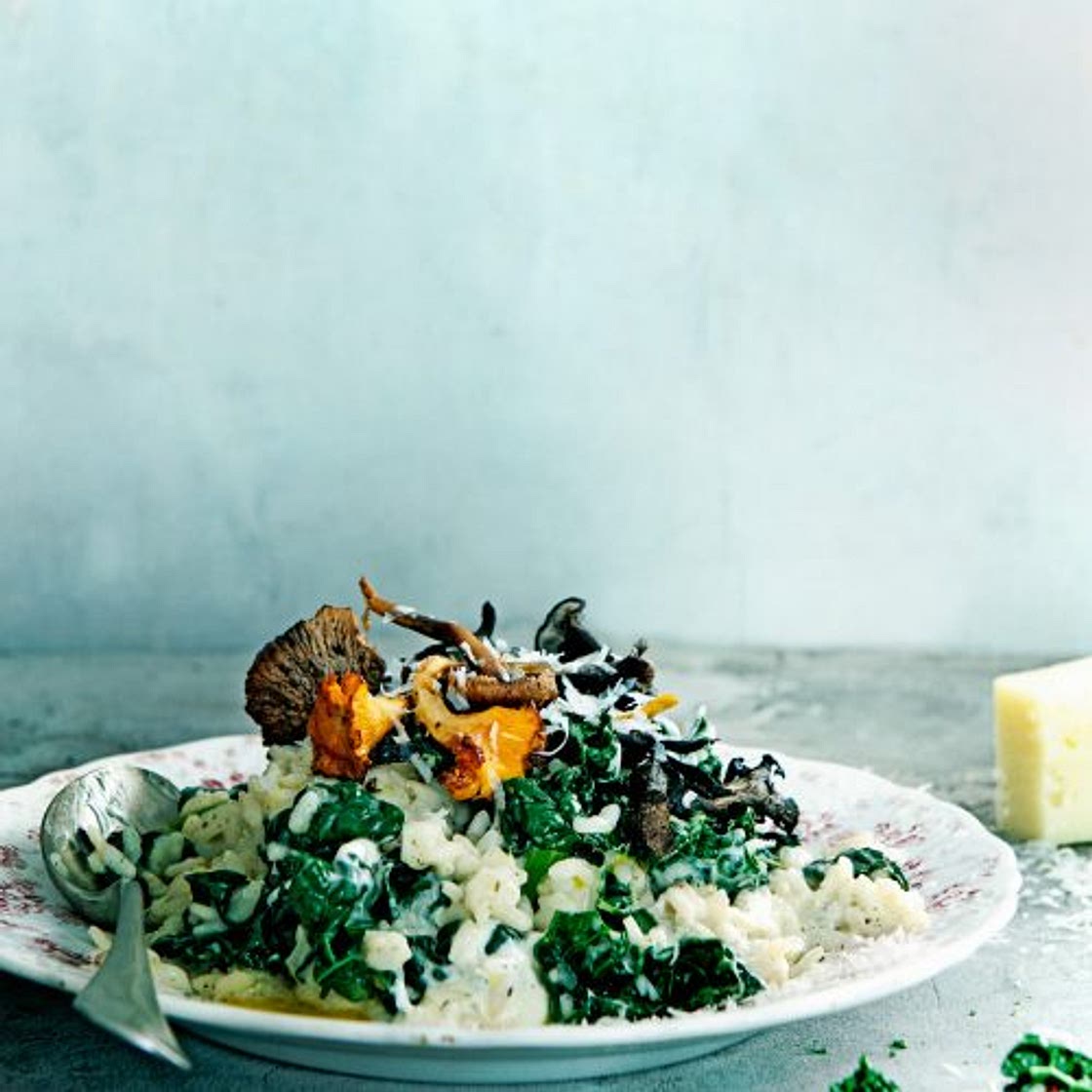 risotto met cavolo nero en paddenstoelen