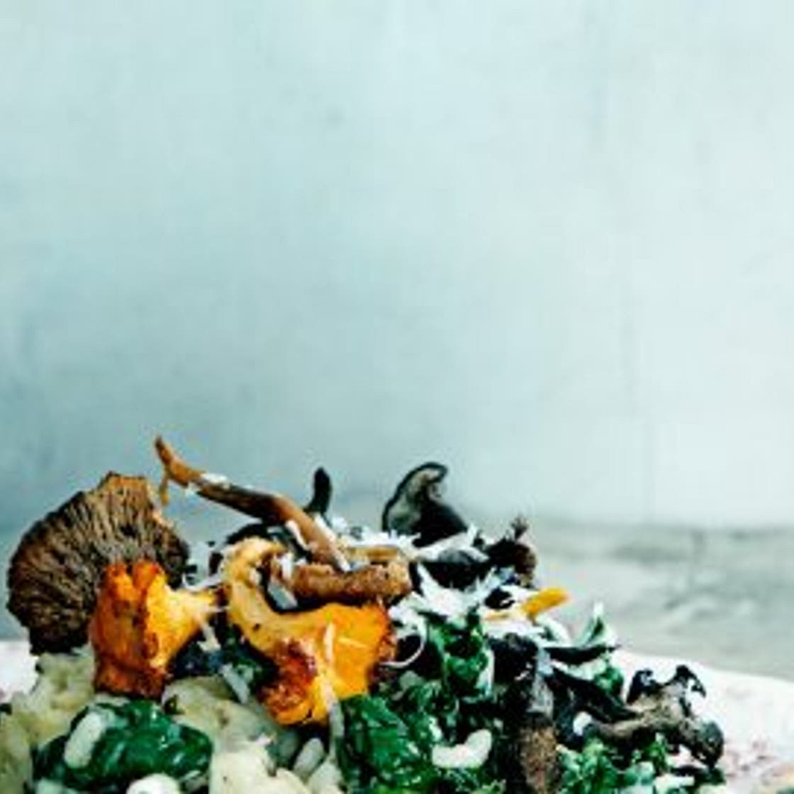 risotto met cavolo nero en paddenstoelen