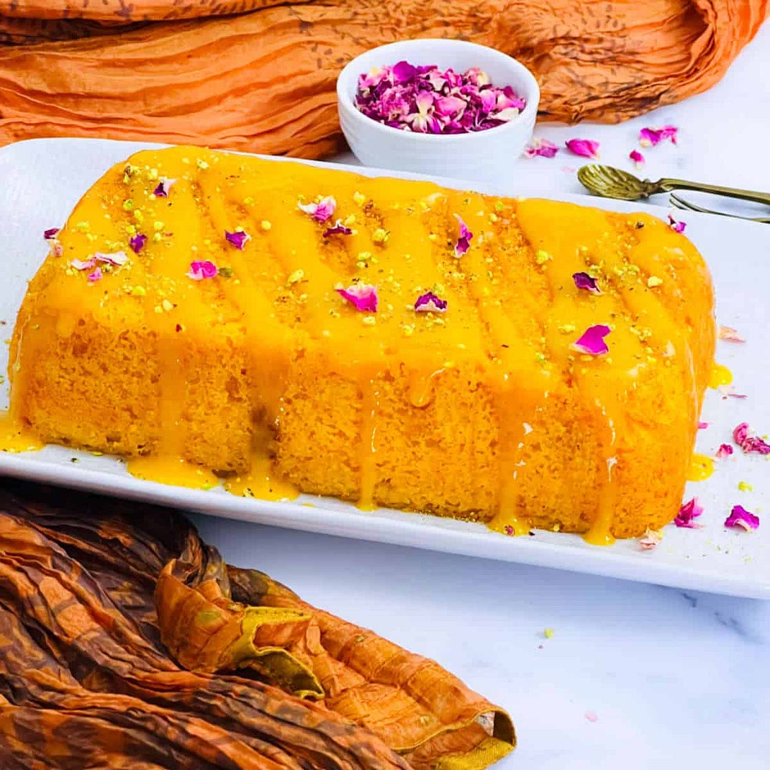 Eggless Mango Cake with Mango Glaze