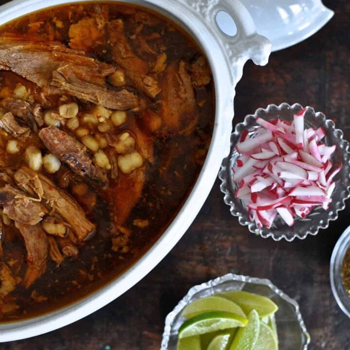 Pozole Rojo {Pork and Hominy Stew}