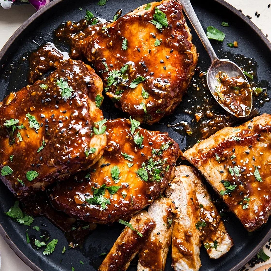 Baked Hoisin Glazed Pork Chops