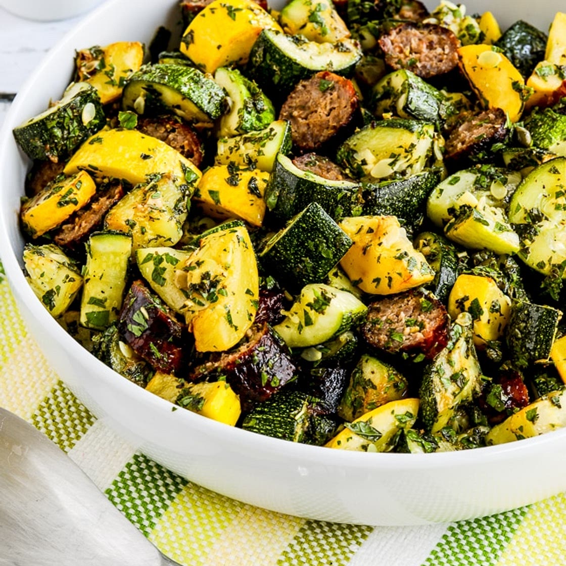 Grilled Sausage and Summer Squash