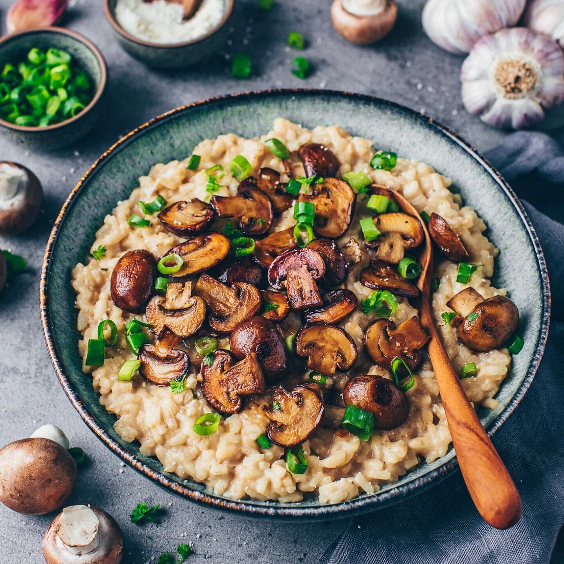 Cremiges Pilz-Risotto (vegan + GF)