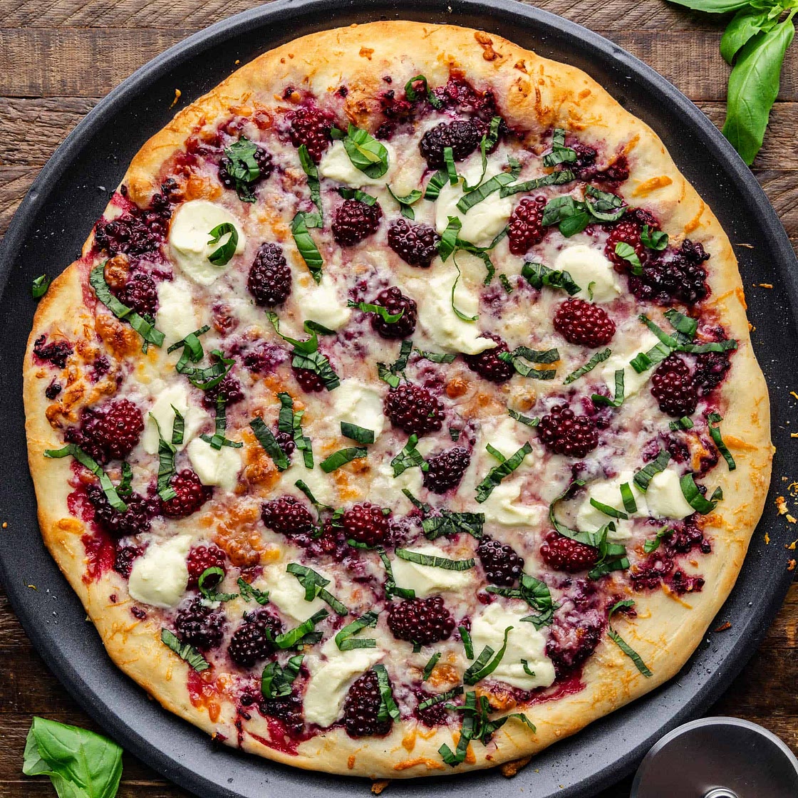 Blackberry Basil Ricotta Pizza