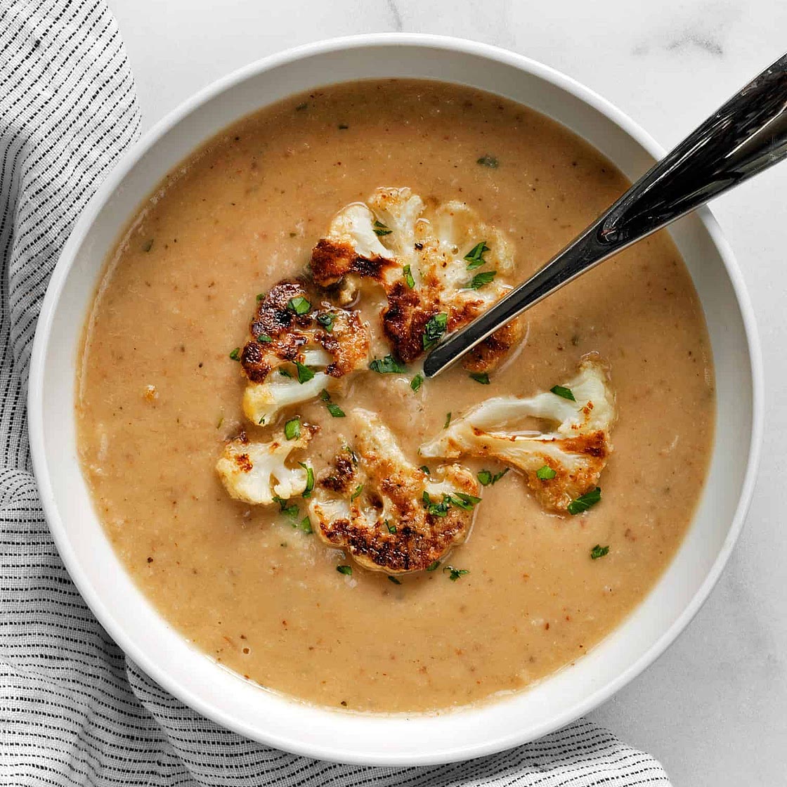 Tahini Roasted Cauliflower Soup
