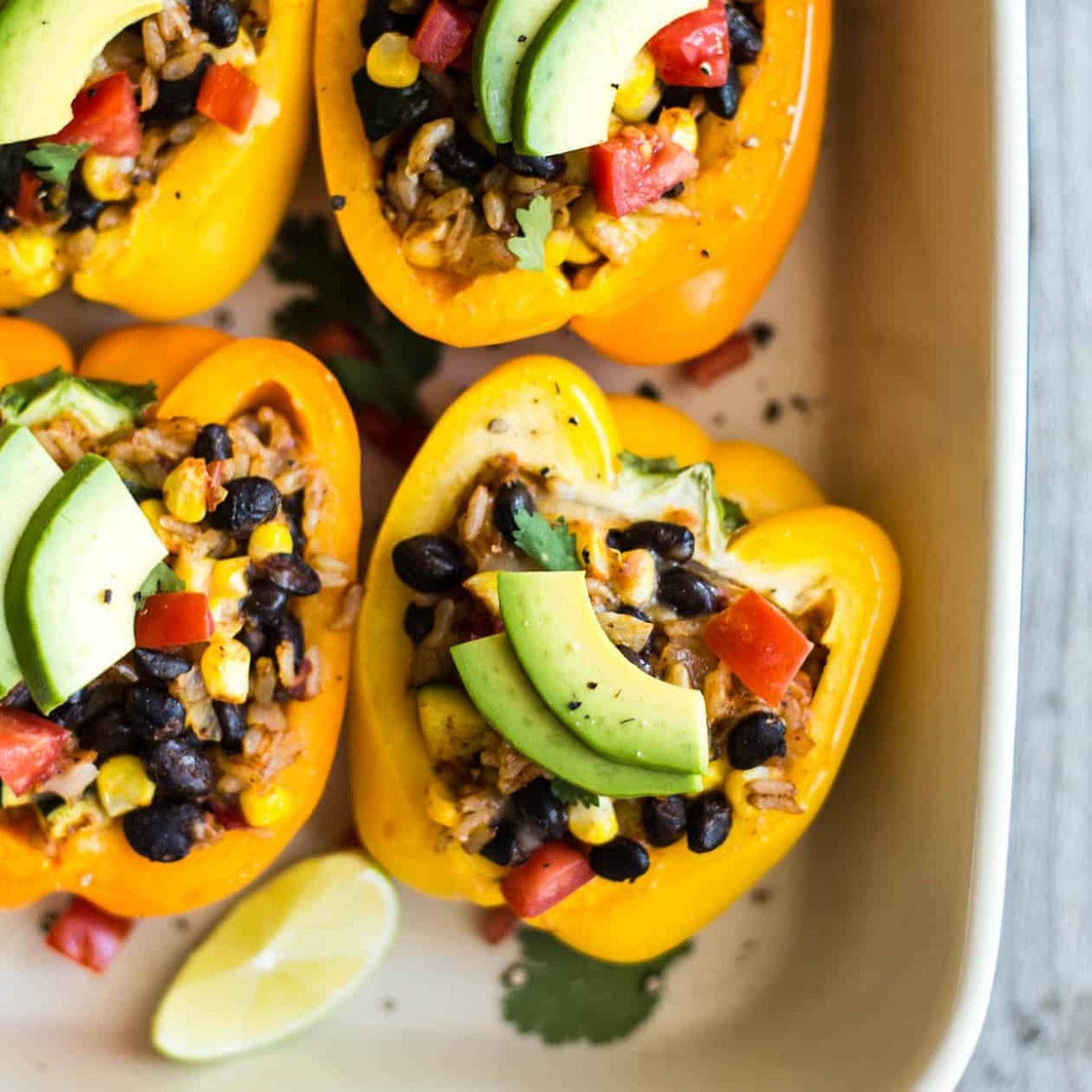 Beans and Rice Stuffed Peppers