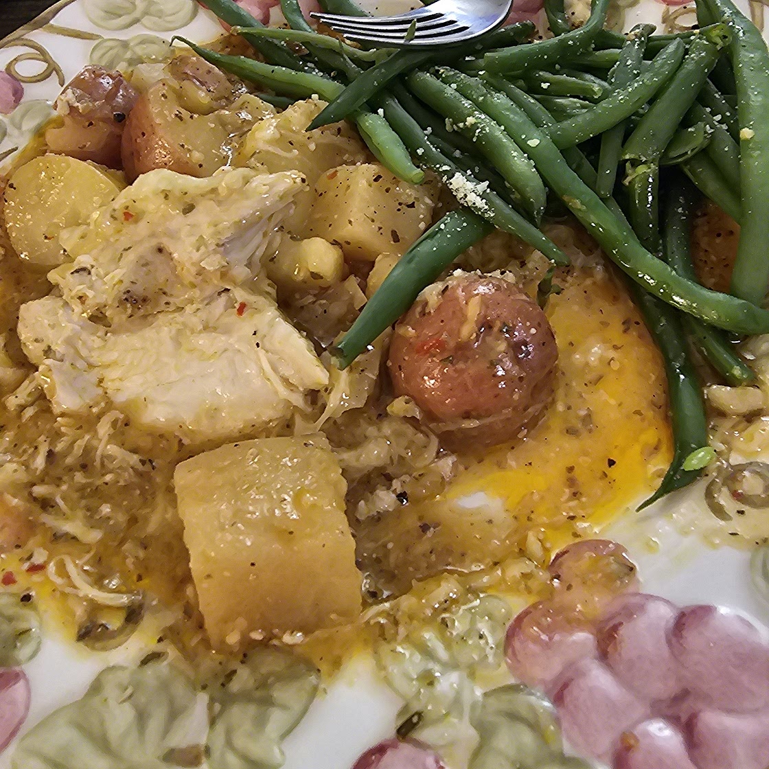 Slow Cooker Parmesan Garlic Chicken and Potatoes