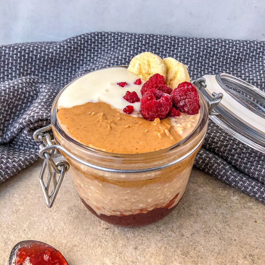 Peanut Butter Jam Overnight Oats