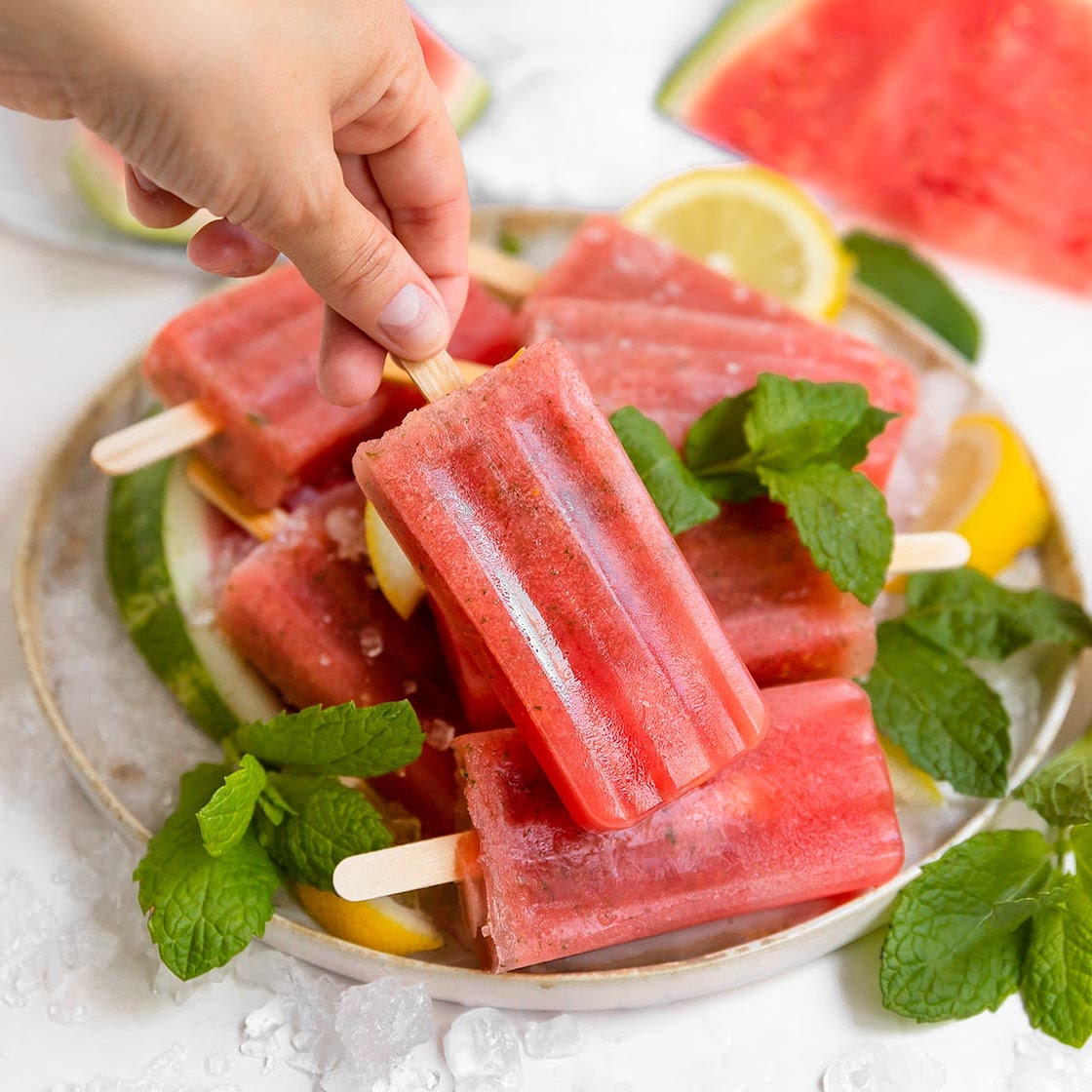 Watermelon Lemon Mint Popsicles
