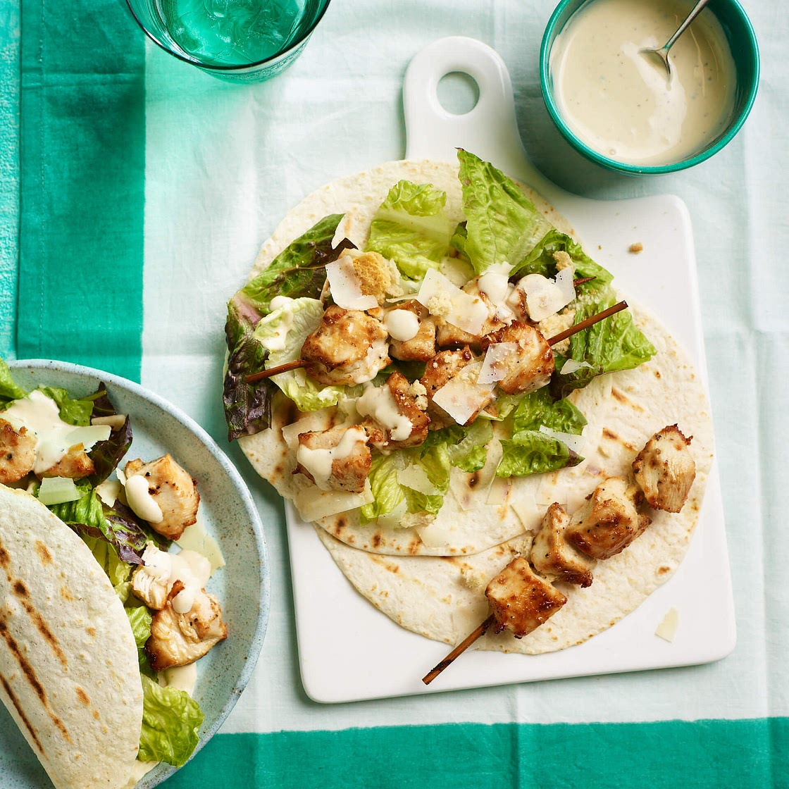 Air Fryer Chicken Caesar Skewer Wraps