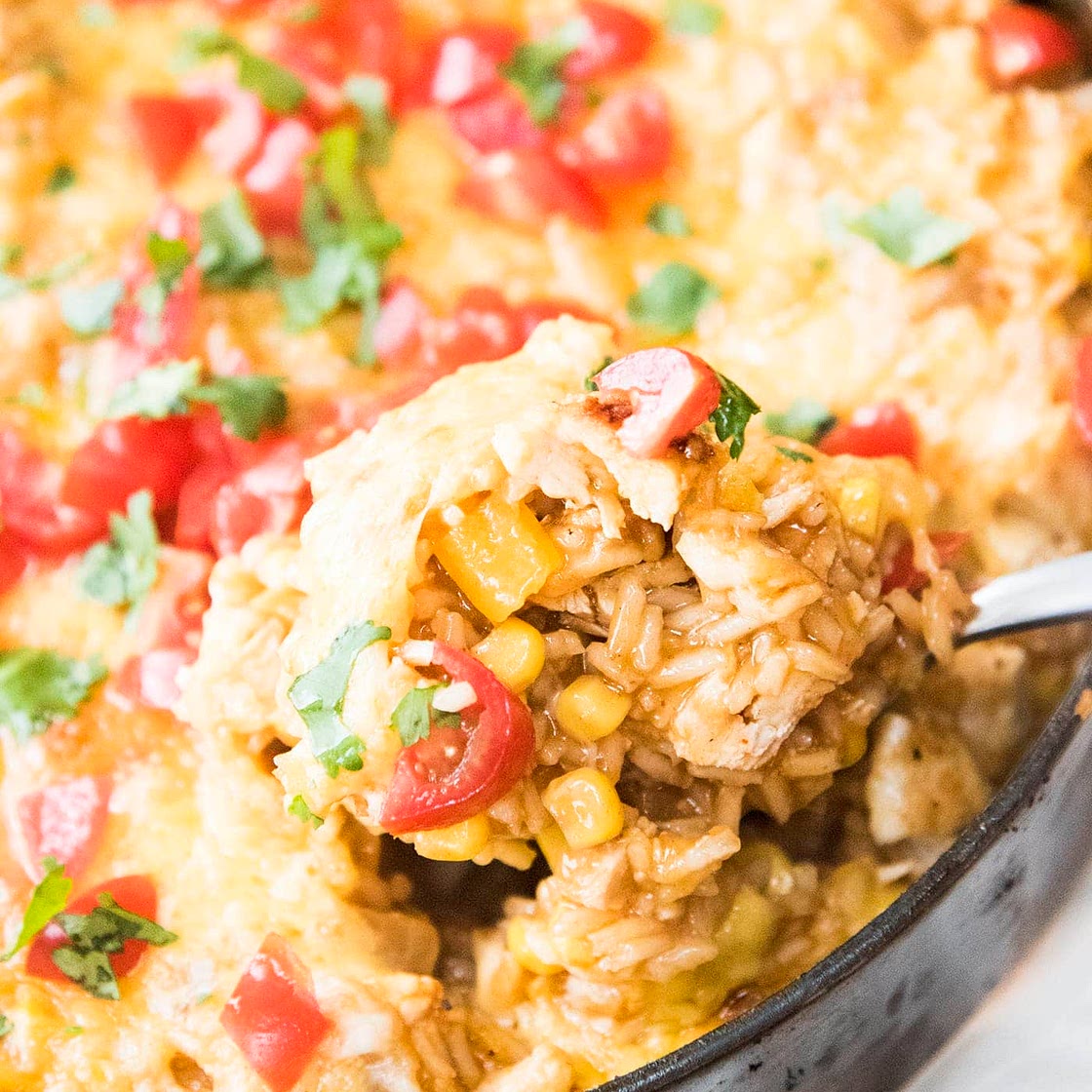 One Pot Chicken Enchilada Rice Casserole