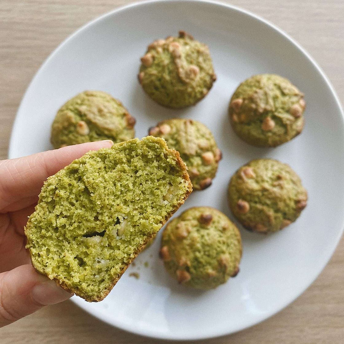 White Chocolate Matcha Muffins