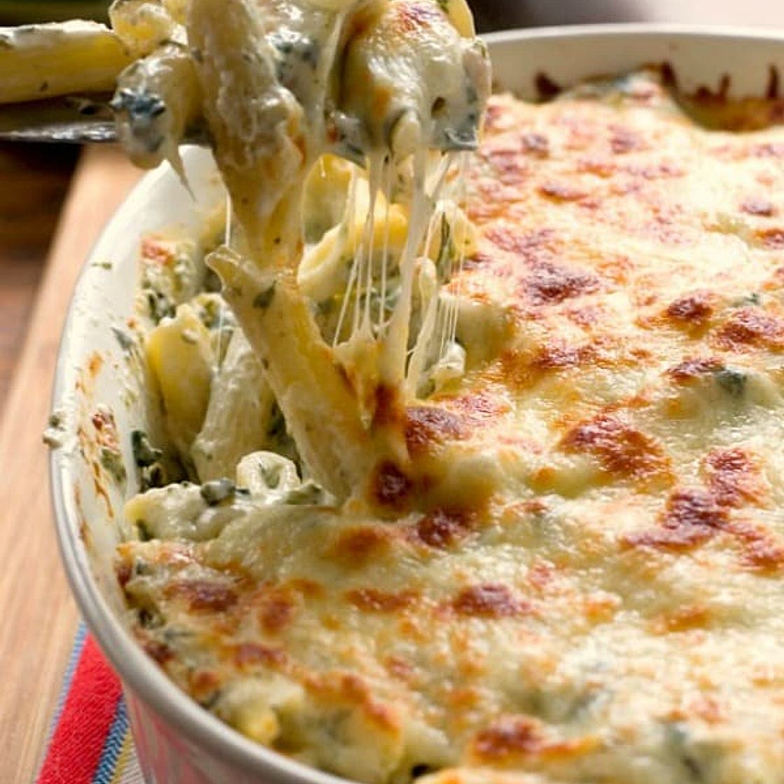 Cheesy Spinach Dip Chicken Pasta