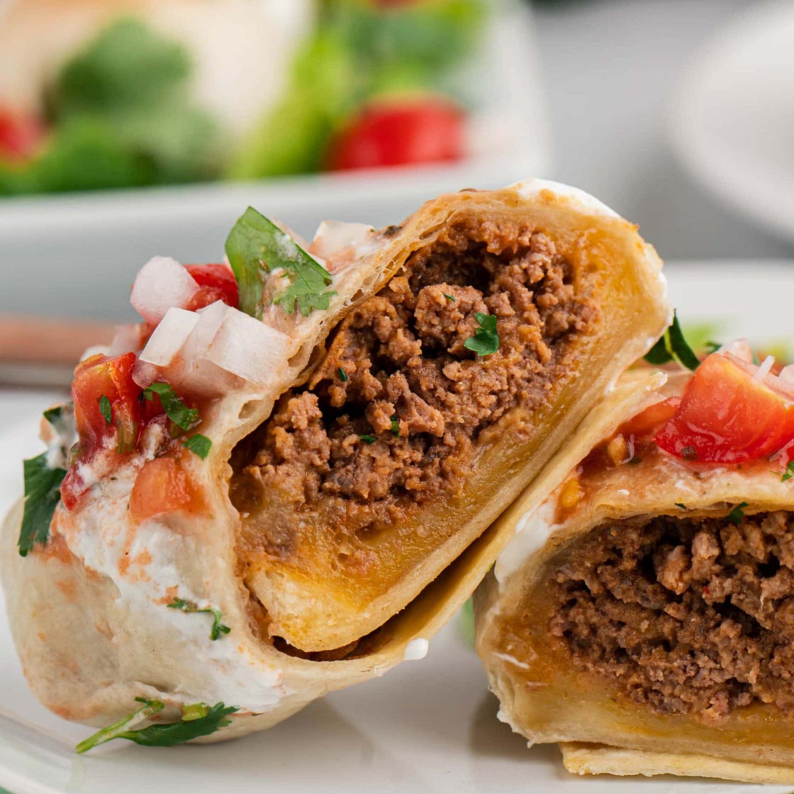 Air Fryer Beef & Bean Chimichangas