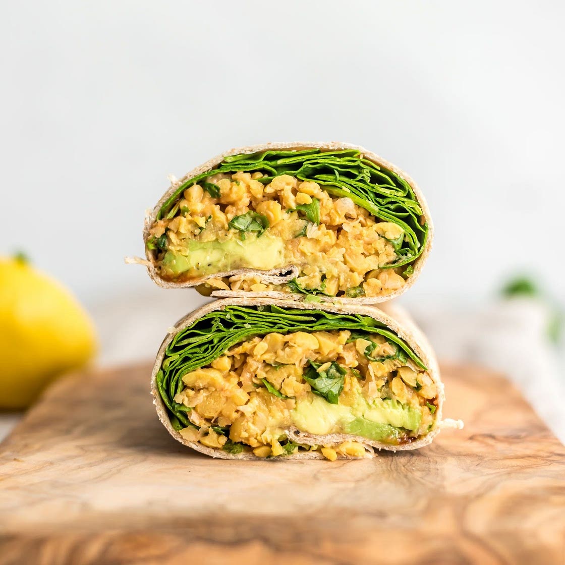 Spicy Chickpea Wraps with Spinach and Avocado